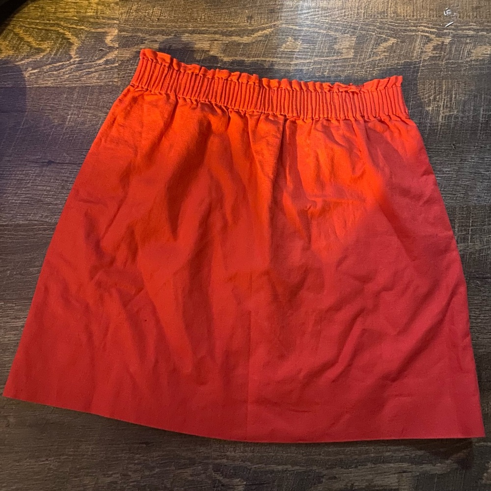 J. Crew Bright Red Mini Skirt with Gathered Waist
